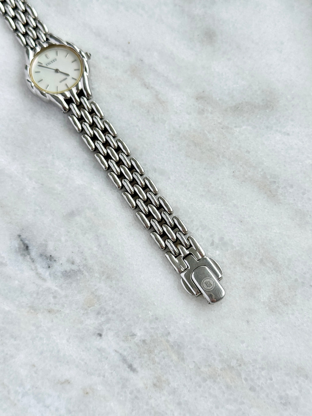 Vintage Exceed by Citizen Mother-of-pearl Dial with Beads-of-Rice Bracelet