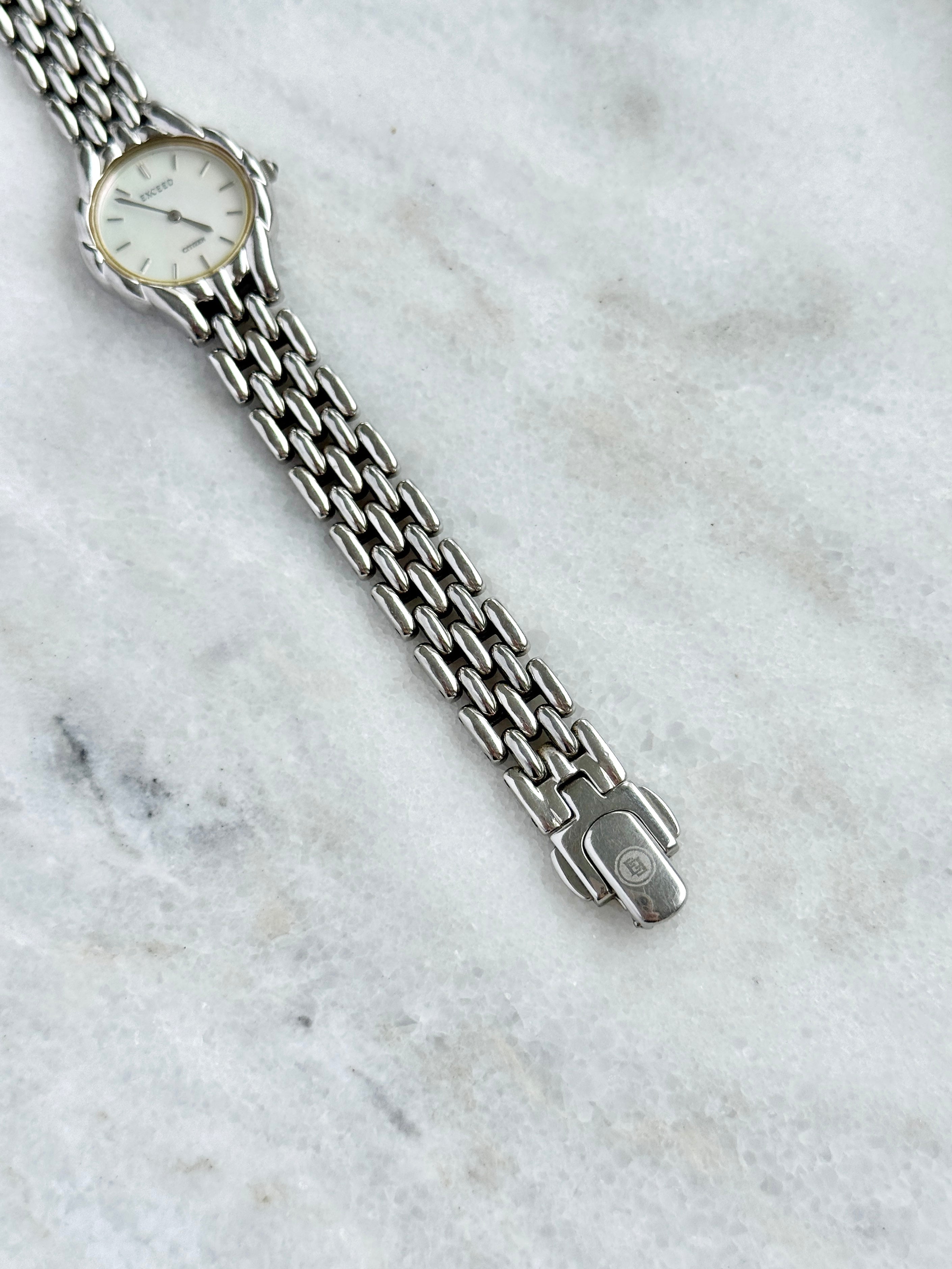 Vintage Exceed by Citizen Mother-of-pearl Dial with Beads-of-Rice Bracelet