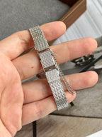 Vintage 1989 Seiko Octagonal Braided Silver Toned Metal Band Bracelet