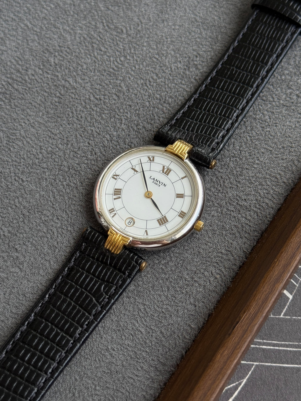 Rare Vintage 1990s Lanvin 30mm Roman Numerals with Date Indicator