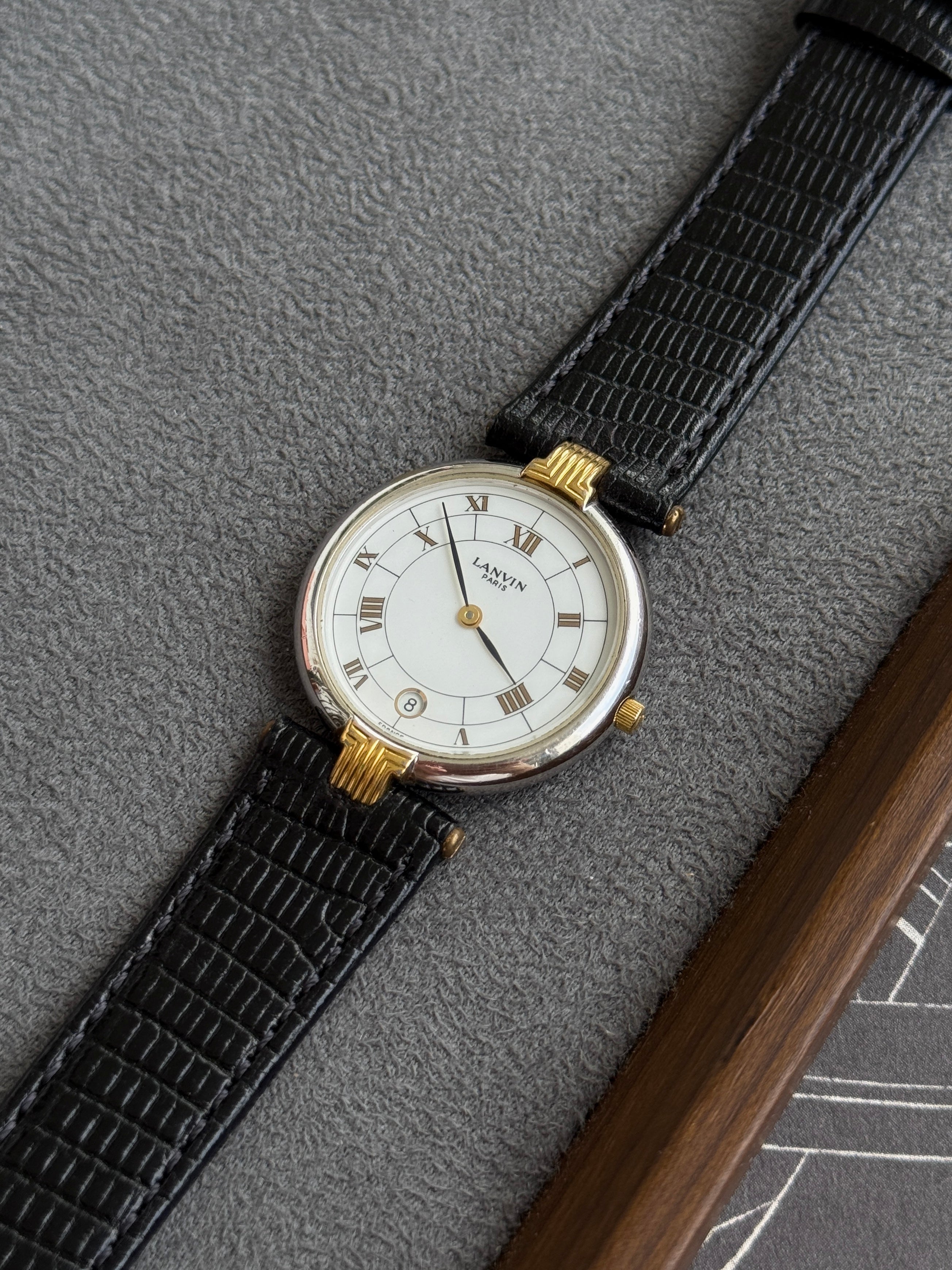 Rare Vintage 1990s Lanvin 30mm Roman Numerals with Date Indicator
