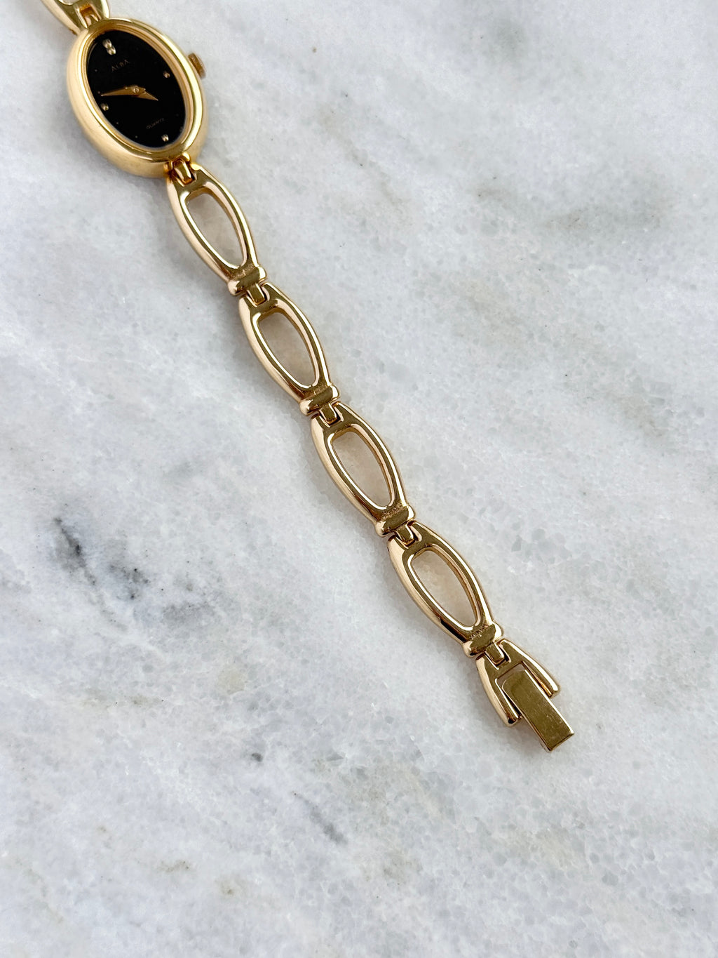 Vintage Alba Elongated Oval Open-Link with Black Dial