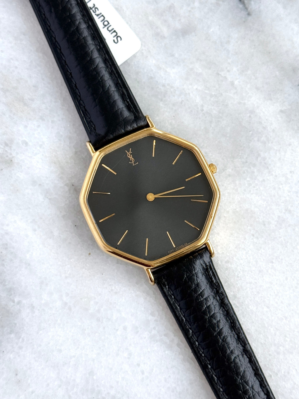 Vintage YSL 32mm Large Octagonal Gray Sunburst Dial