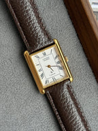 Vintage 1980s Citizen Castalia 24mm White Roman Dial Gold-Plated Tank