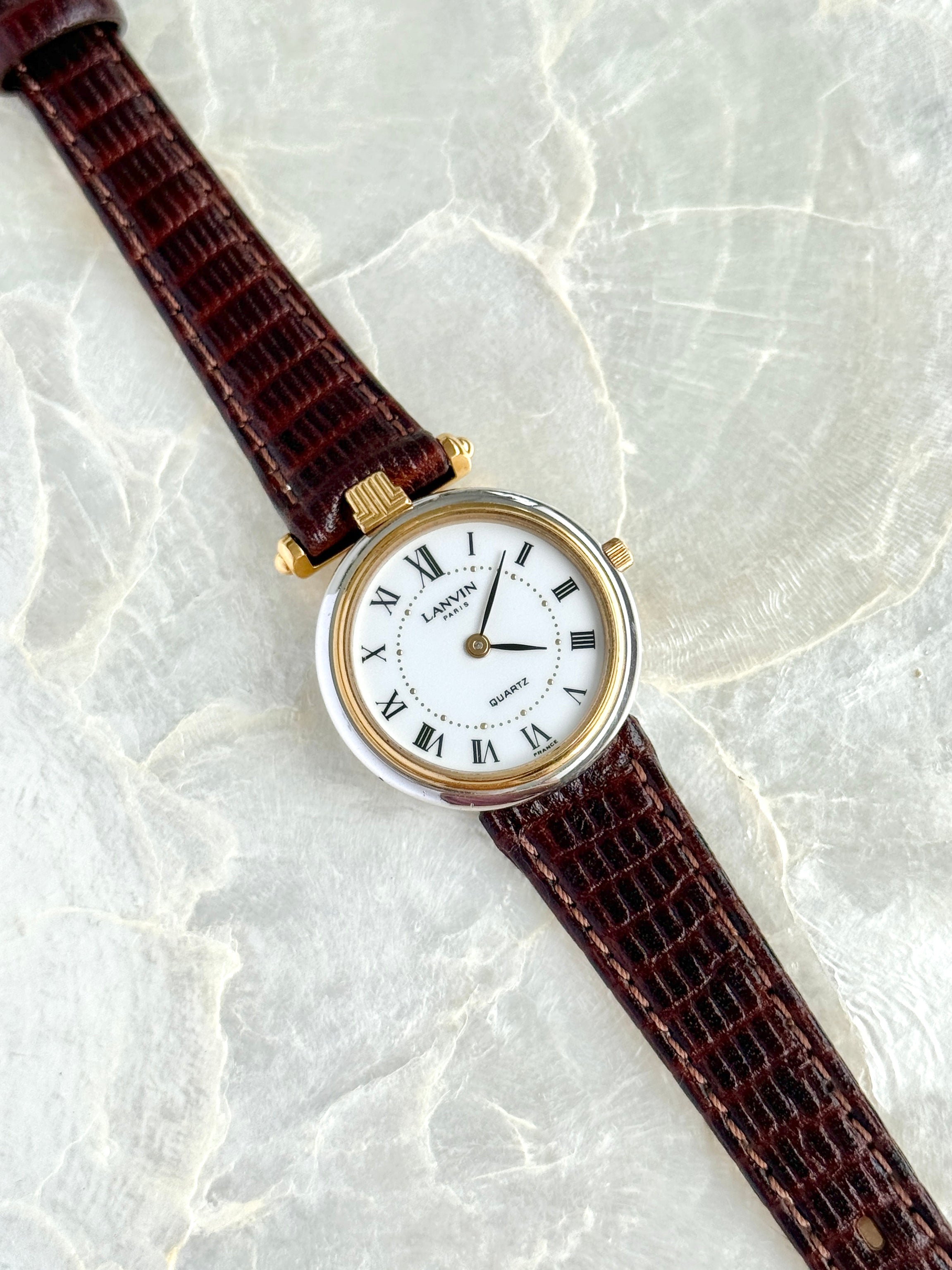 Rare Vintage Lanvin 26mm Two Toned Roman Numerals
