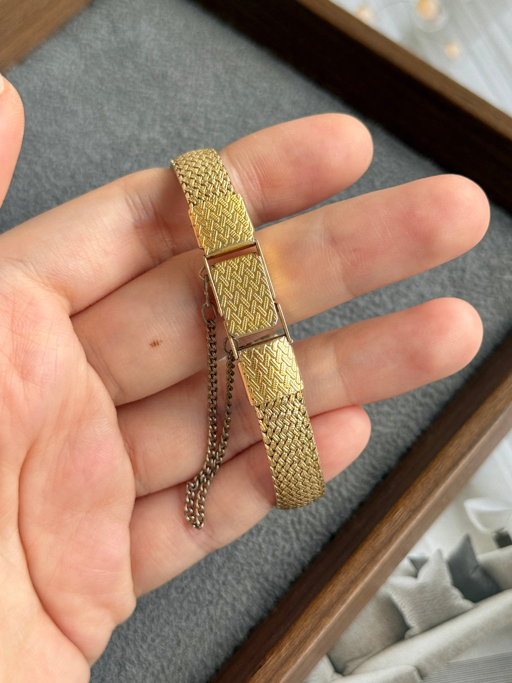 Vintage 1990s Orient Crystal Studded Lugs with Braided Band Bracelet