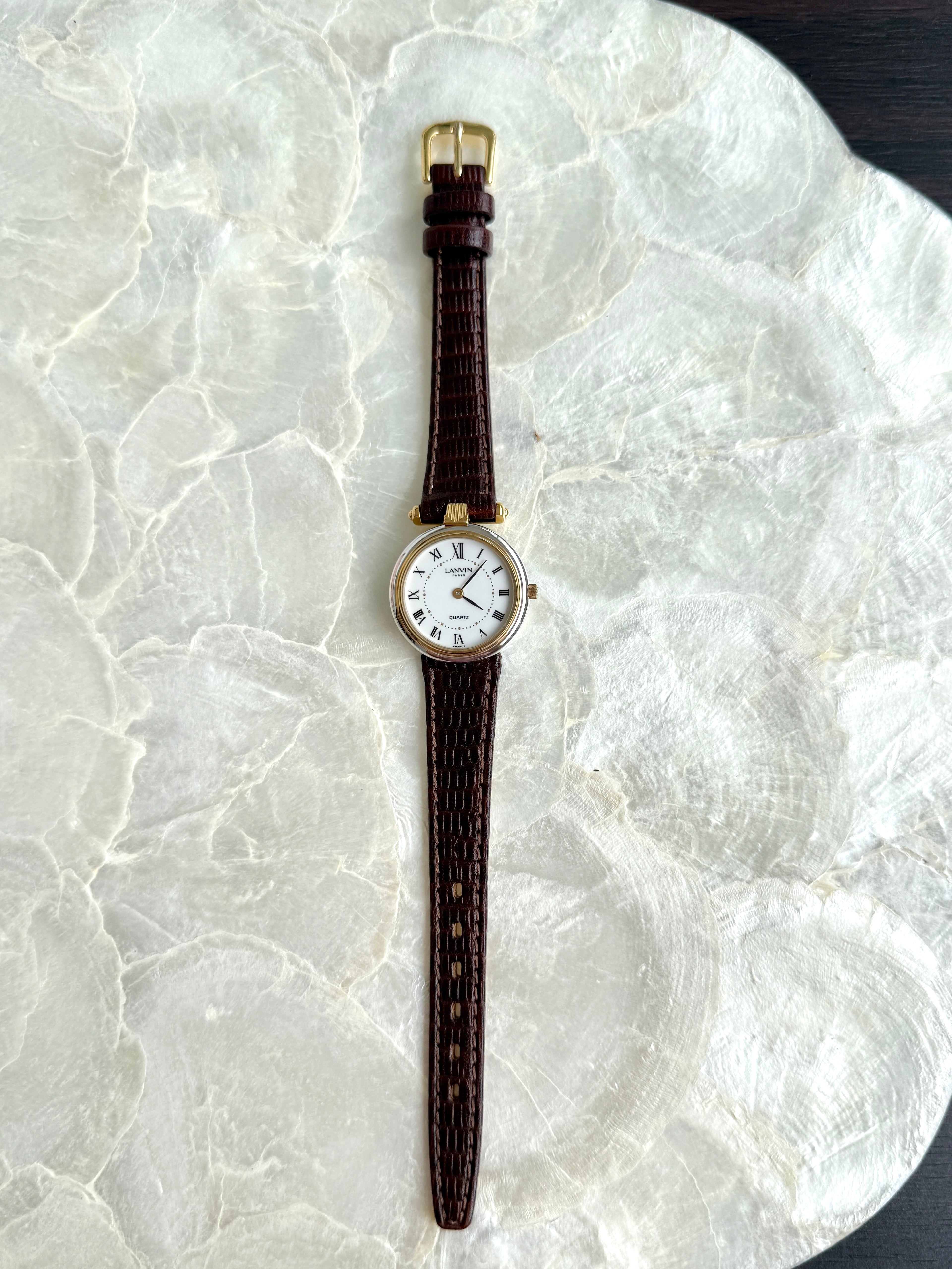 Rare Vintage Lanvin 26mm Two Toned Roman Numerals