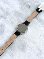 Rare Vintage YSL Brushed Steel Round Case Charcoal Black Dial