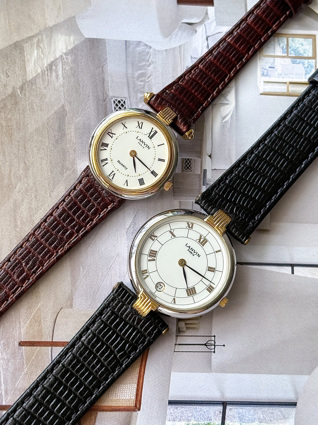 Rare Vintage Lanvin 26mm Two Toned Roman Numerals