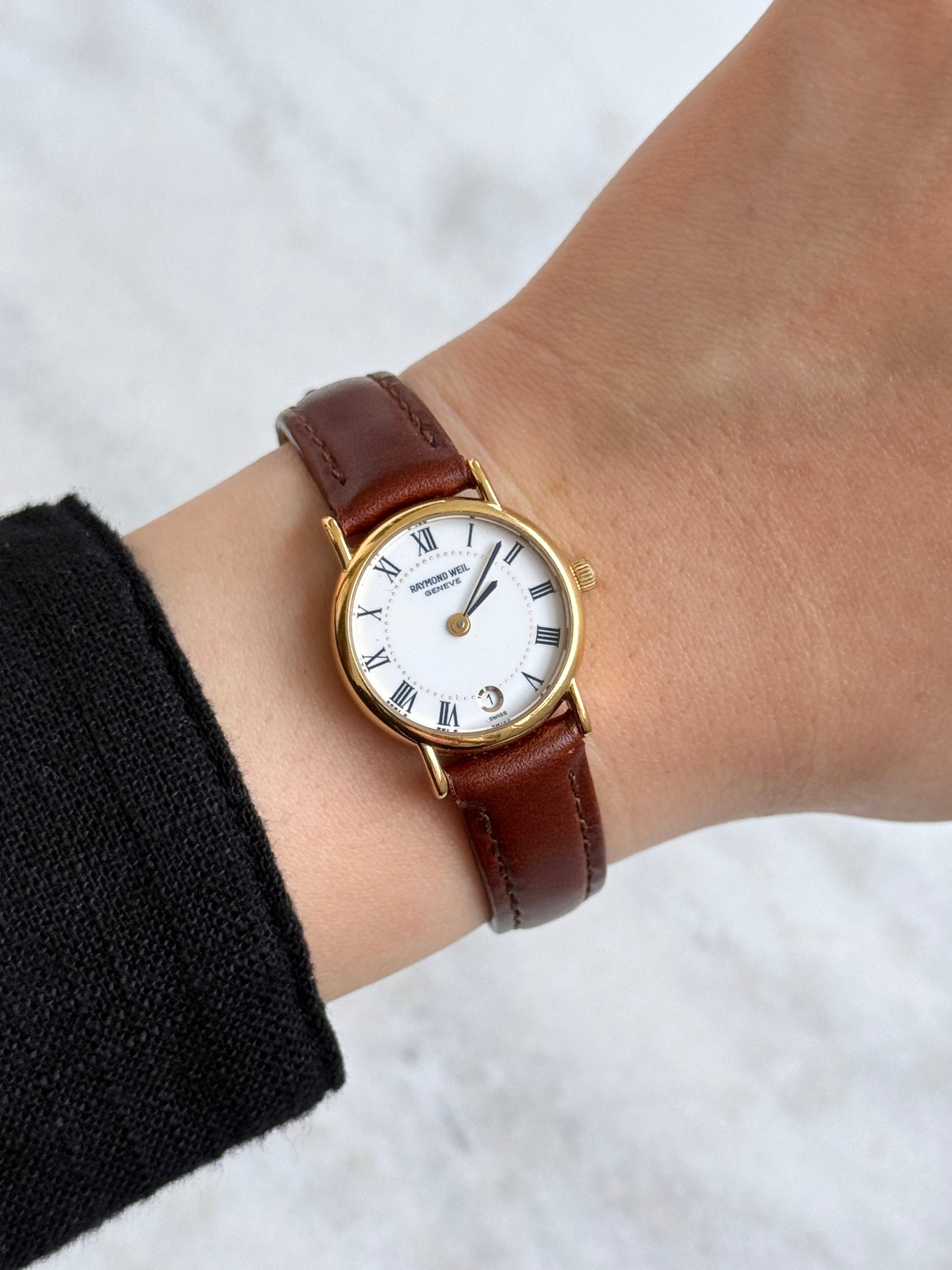 Vintage Raymond Weil 18k Gold-Plated Case with Date Window