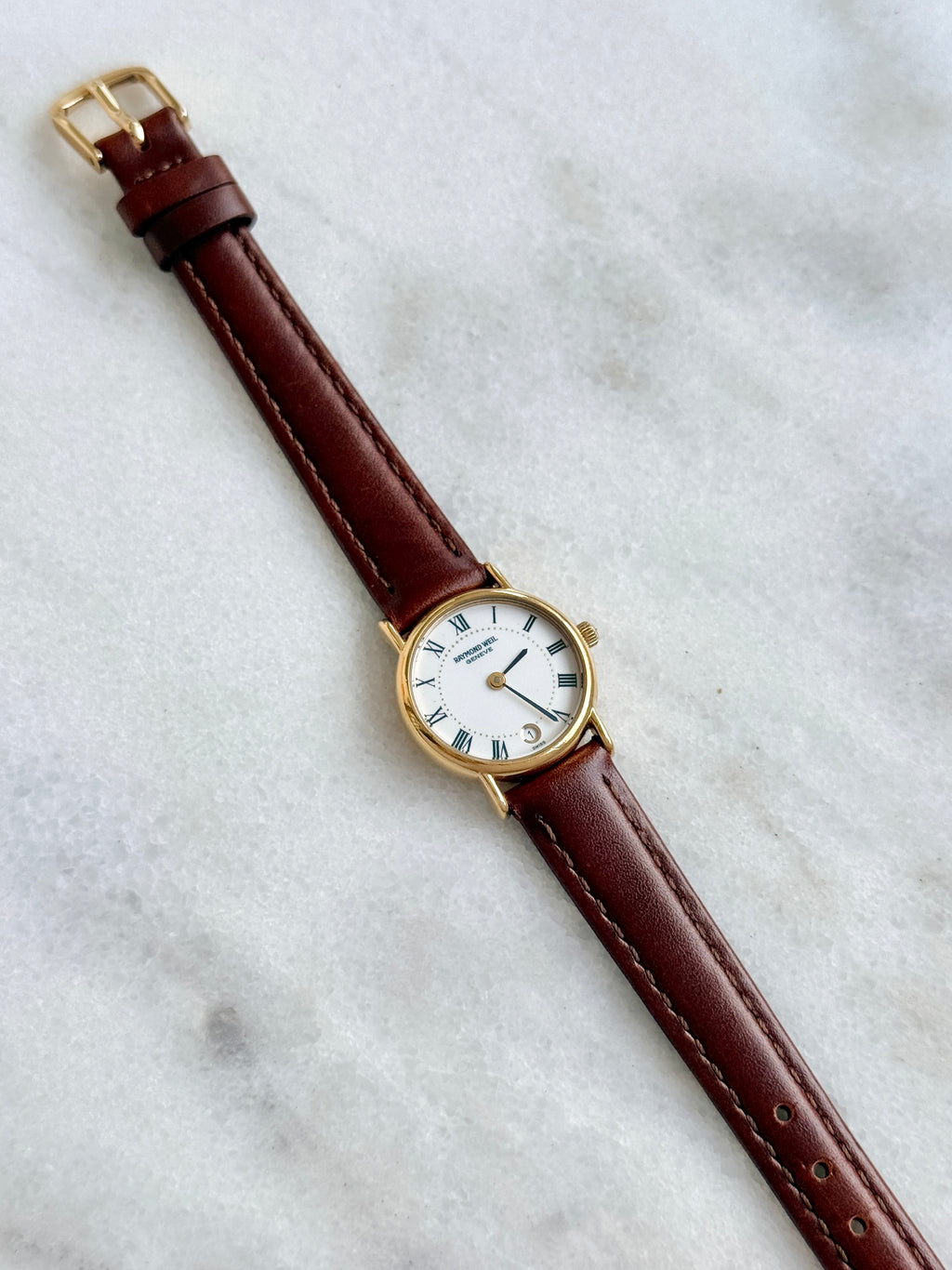 Vintage Raymond Weil 18k Gold-Plated Case with Date Window
