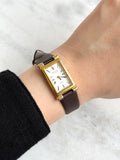 Vintage Elle Paris Gold Toned Elongated Tank with Roman Numerals