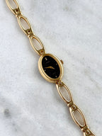 Vintage Alba Elongated Oval Open-Link with Black Dial