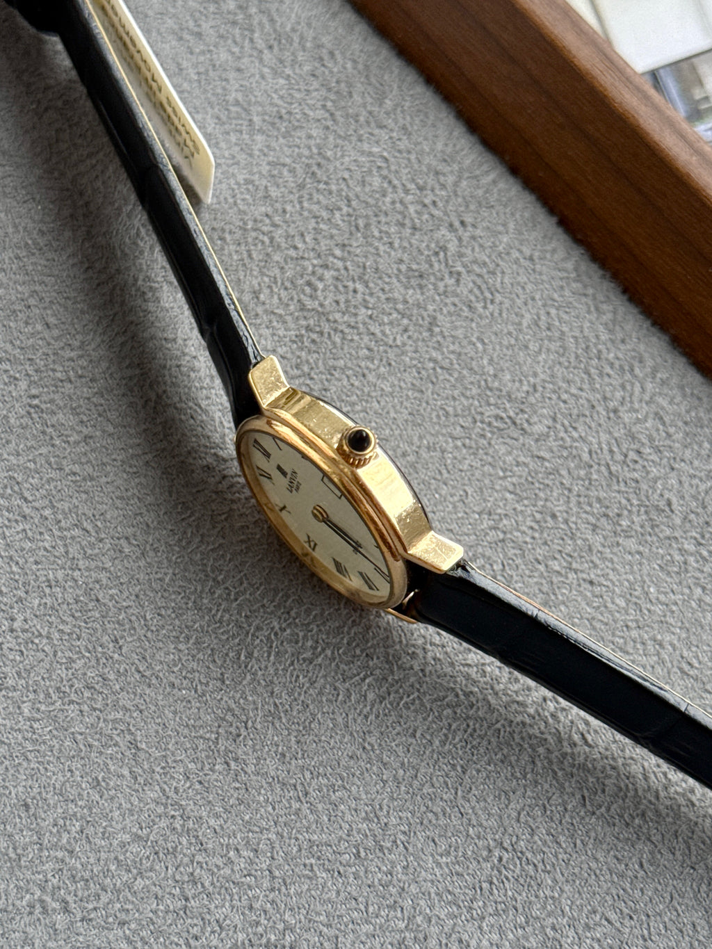 Vintage 1990s Lanvin Swiss Movement Roman Dial with Cabochon Crown