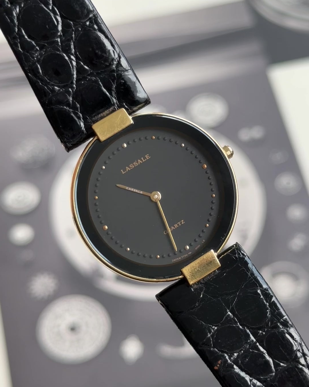Rare Full Original Vintage Seiko Lassale Ultra-Thin Profile "Black Moon"