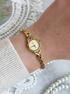 Vintage 1990s Seiko Petite Round Case Petal Lugs with Ruby